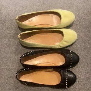 2 J Crew Flats black